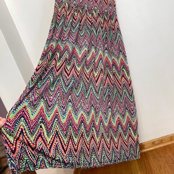 NY COLLECTION Plus Size Multicolor Sleeveless Maxi Dress Rainbow Chevron Stripe - Picture 15 of 15
